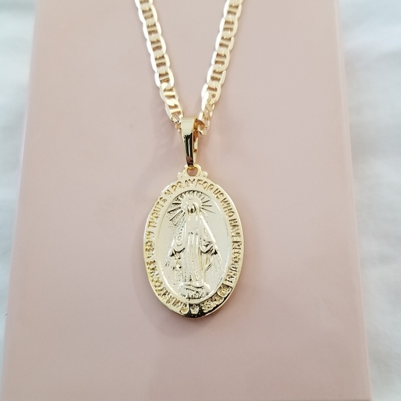 Gold filled Other - Virgin Mary medallion necklace. 18k GF chain,New